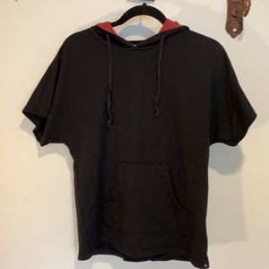 SATVA short sleeved hoodie. Small. EUC. Black.